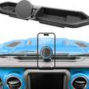 Magnetic Dash Phone Mount for 2018-2023 Jeep Wrangler JL JLU & Gladiator JT Accessories Multi-Mount Phone Holder Dashboard Storage Tray with Extra Clip Bracket, Not for Oil-Electric 4xe