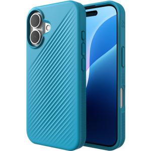 ZAGG Luxe Snap Case for iPhone 16 - MagSafe Wireless Charging, 10ft Drop Protection, Eco-Friendly, Graphene Reinforced, Ripple Design, River Blue