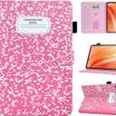 Cute Case for All-New Amazon Kindle Fire HD 10 & 10 Plus Tablet (13th/11th Generation, 2023/2021 Release) 10.1",Vegan Leather Slim Folding Stand Cover with Pocket Auto Wake/Sleep,Pink Notebook