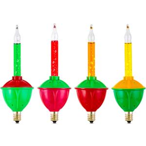 4 Pack Replacement Bubble Lights Bulbs Red Green Yellow Orange Bubble Lights for Christmas Tree Fluid Light C7/E12 Candelabra Base Christmas Light Bulbs