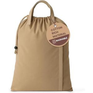 LFH Home Large Premium Cotton Canvas Laundry Bag with Drawstring and Handles Heavy Duty, Multi-Use, and Washable for Home, Travel, College or Storage 20x30 (Pack of 2)-Beige