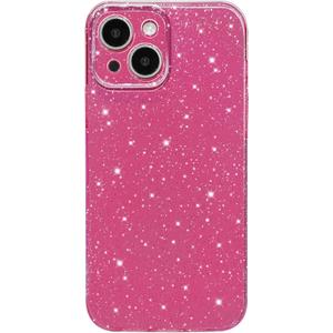 Hython Case for iPhone 15 Plus Case Glitter Cute Sparkly Shiny Bling Sparkle Phone Cases 6.7", Thin Slim Fit Soft TPU Bumper Shockproof Rubber Protective Cover for Women Girls Girly, Chalk Pink