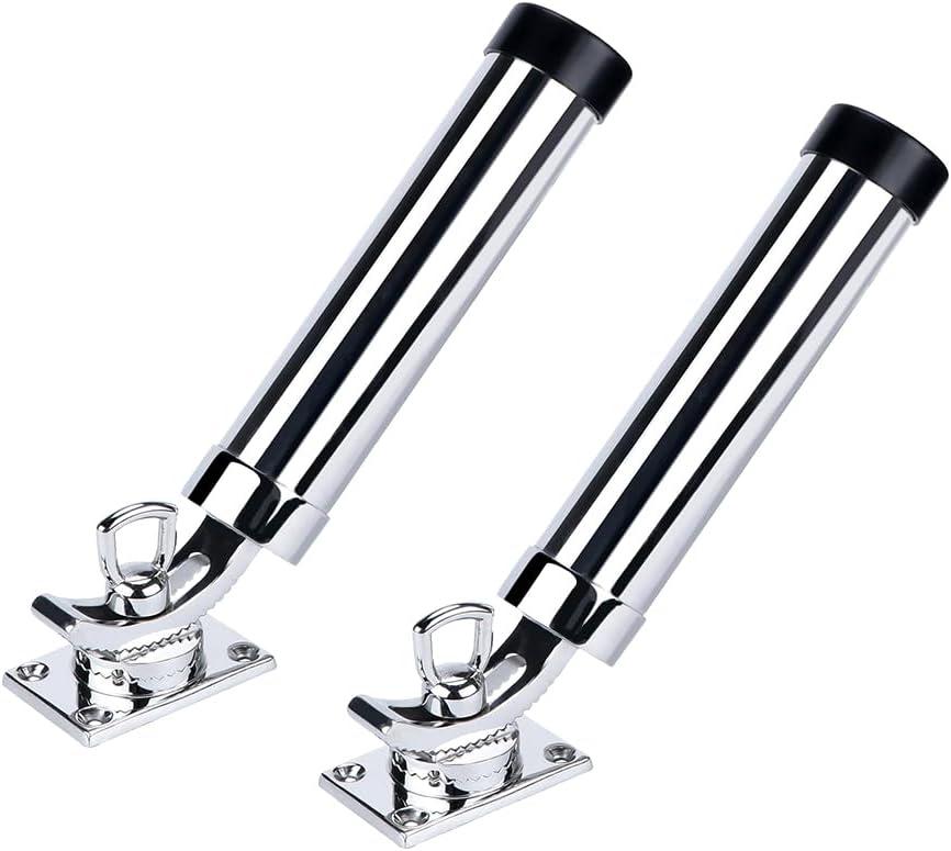 Set of 2 Fishing Rod Holder, 360 Degree Rotation Fishing Rod Outrigger, 316 Stainless Steel Adjustable Pole Support for Marine Boat Yacht and More