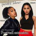 FREEMEIGE Ponytail Extension, Short Curly Drawstring Ponytail for Black Women 10 Inch Synthetic Afro Kinky Curly Ponytail Extension for Women Fluffy Pony Tails Hair Extensions for Daily Use