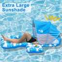 Inflatable Pool Float with UPF 50+ Sunshade Canopy,Extra Large Pool Lounger Float for Adult with Headrest,Cup Holder