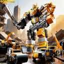 JUKUDAHU 5-in-1 Robot Toys Cars for Kids 3-5, Magnetism Transforming Robots, Detachable Construction DIY Assembling Vehicle Sets, Educational Toys for Boys Girls 3 4 5 6 7 8, Birthday Gifts(Yellow)