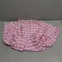 Generic Knot Strap Pink and White Plaid Women Dress Summer Elegant Evening Vintage Party Pleated Dresses,Size Small