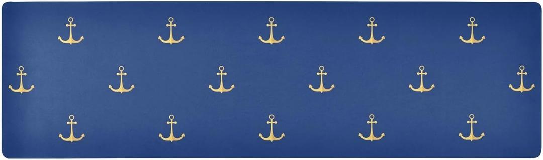 susiyo Gold Nautical Anchor Trivet & Table Runner, Heat Resistant 230F Table Trivet Runner Kitchen Table Runners Waterproof Protect Table Countertop Reversible for Hot Dishes Plates Pots