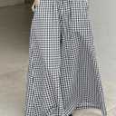 Womens Plaid Pants Black and White Checkered Skirt Pants Elastic Waist Wide Leg Flowy Palazzo with Pockets Casual Trousers (X-Large)