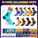 Shihanee 10 Pairs Halloween Socks Bulk Women Men Novelty Socks Spooky Pumpkins Ghosts Bats Cat Print Pattern Funny Crew Cotton Sock Halloween Gifts for Adult Teenager Cosplay Party Favors Supplies