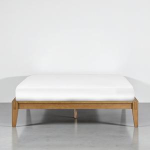 NTC Sapa Solid Wood Platform Bed Frame – Minimalist, Japanese Joinery, No Box Spring Needed, Silent Slats, Easy Assembly – Full – Teak Look