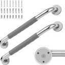 Grab Bars for Bathtub and Shower,18 Inch 2 Pack Silicone Grip Shower Handle | SUS 304 Stainless Steel,Wall Mounted Shower Grab Bars,ADA Compilant,Suitable for Seniors,Handicap,Pregnant & Kids