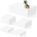 Large Buffet Risers Set of 5, 16"x8"x5" Display Stands, White Acrylic Food Risers for Party, Dessert Table, and Catering, Nesting and Stackable Display Risers