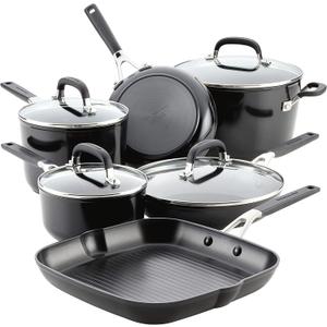 KitchenAid 84800 Hard Anodized Nonstick Cookware Pots and Pans Set, 10 Piece - Onyx Black KitchenAid 84800 Hard Anodized Nonstick Cookware Pots and Pans Set, 10 Piece - Onyx Black