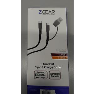 ZGear 6 Foot Flat Sync & Charge Cable For USB C To USB A