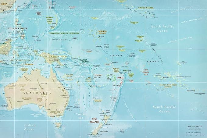 Pacific Ocean Map Poster
