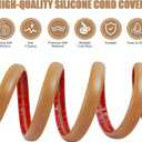 Floor Cord Cover Self Adhesive Cord Hider,10FT Cable Management, Extension Strip Protector for Wires, Prevent Cable Trips for Offices, Gyms, Exhibitions Cavity:0.39"(W) x 0.27"(H) Brown Wood