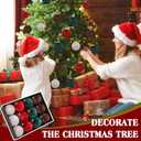 Liliful 12 Pcs 4 Color Velvet Christmas Balls and Stars 3.15 Inch Flocked Christmas Tree Ball Ornaments Plastic Ball Decorations with Gift Box for Xmas Tree, Party, Holiday, Wedding