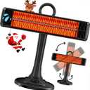 Outdoor Electric Patio Heater, 500W / 1000W Infrared Heater with Carbon Fiber Heating 90° Rotatable 50° Oscillation Portable Floor Heater for Patio, Porch, Garage and Workshop, Black