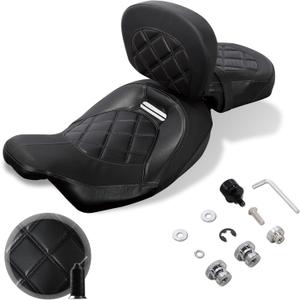 FOVPLUE Two-up Seat w/Rider Backrest, Low-Profile Driver Passenger Pillion Seat +Adjustable Backrest Pad for 2009-2024 Harley Touring CVO Road Glide Road King Street Glide Electra Glide FLHTKSE, BLACK FOVPLUE Two-up Seat w/Rider Backrest, Low-Profile Driver Passenger Pillion Seat +Adjustable Backrest Pad for 2009-2024 Harley Touring CVO Road Glide Road King Street Glide Electra Glide FLHTKSE, BLACK