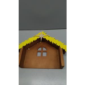 Wesiti Christmas Wooden Nativity Manger Wood Nativity Scene with Roof Star 13,5 x 10.5'' for Inside 7 Inch Scale Holy Family Wooden Stable Creche Home Desk Decor (Without Figurines)