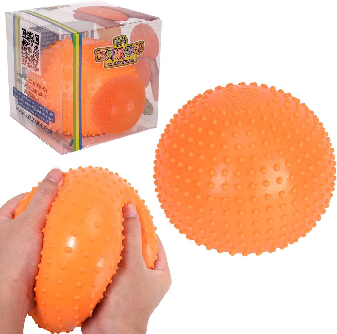 KELZ KIDZ TEXTURODOS Giant Satisfying and Fun Jumbo Squishy Stress Ball for Kids and Adults with Therapy and Sensory Needs (Bumpy Texture)