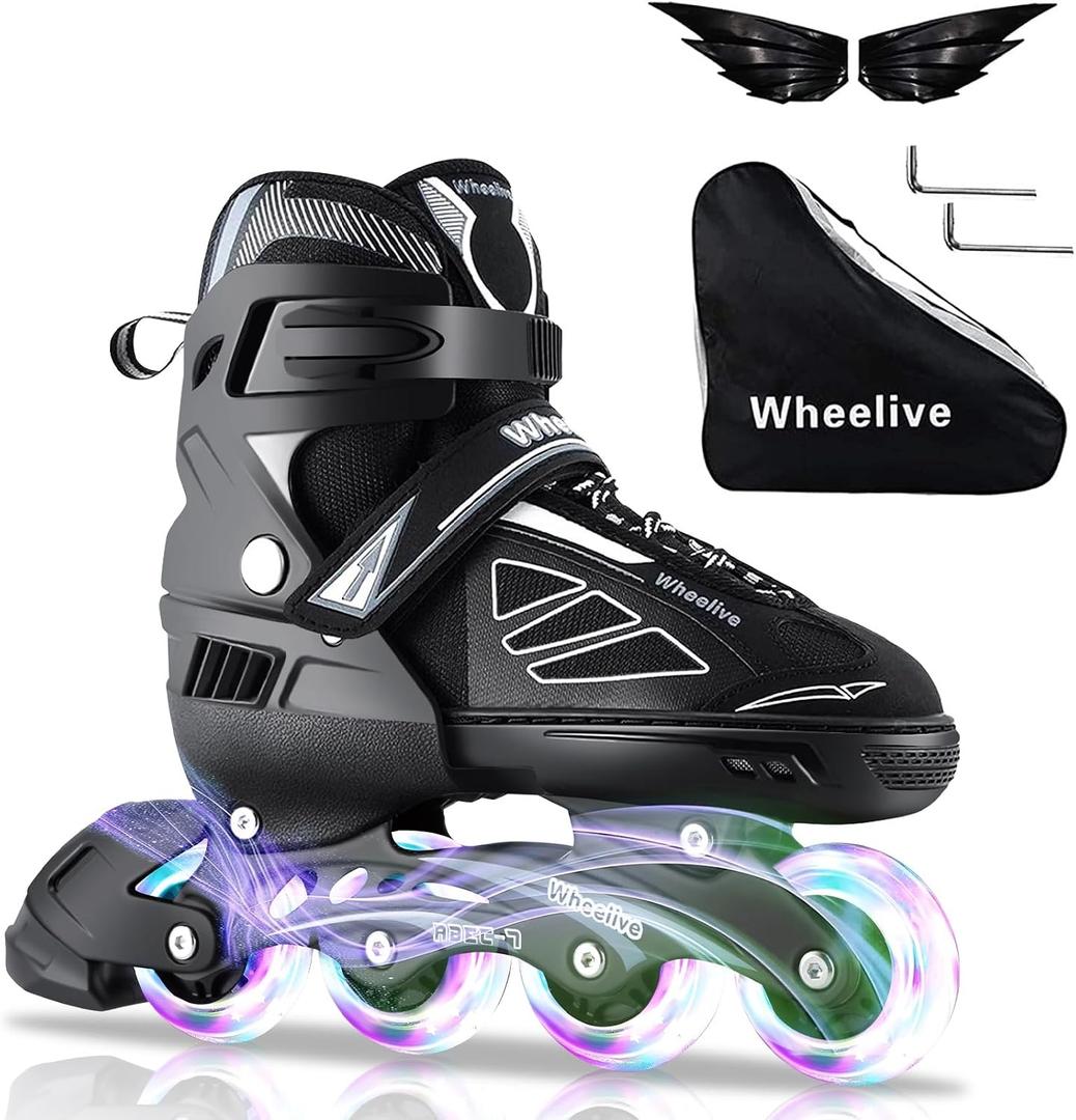 Adjustable Inline Skates for Kids and Adults, Roller Skates Performance Skates with Light Up Wheels Ideal for Youth Boys and Girls, Men and Women, X-Large-Adult
