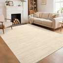 5x7 Washable Rugs Non Slip Minimalist Area Rug for Bedroom Soft Low Pile Solid Color Large Bedroom Throw Carpet Stain Resistant Classic Neutral Area Rug Plain Boho Rugs for Kitchen Nursery, Beige
