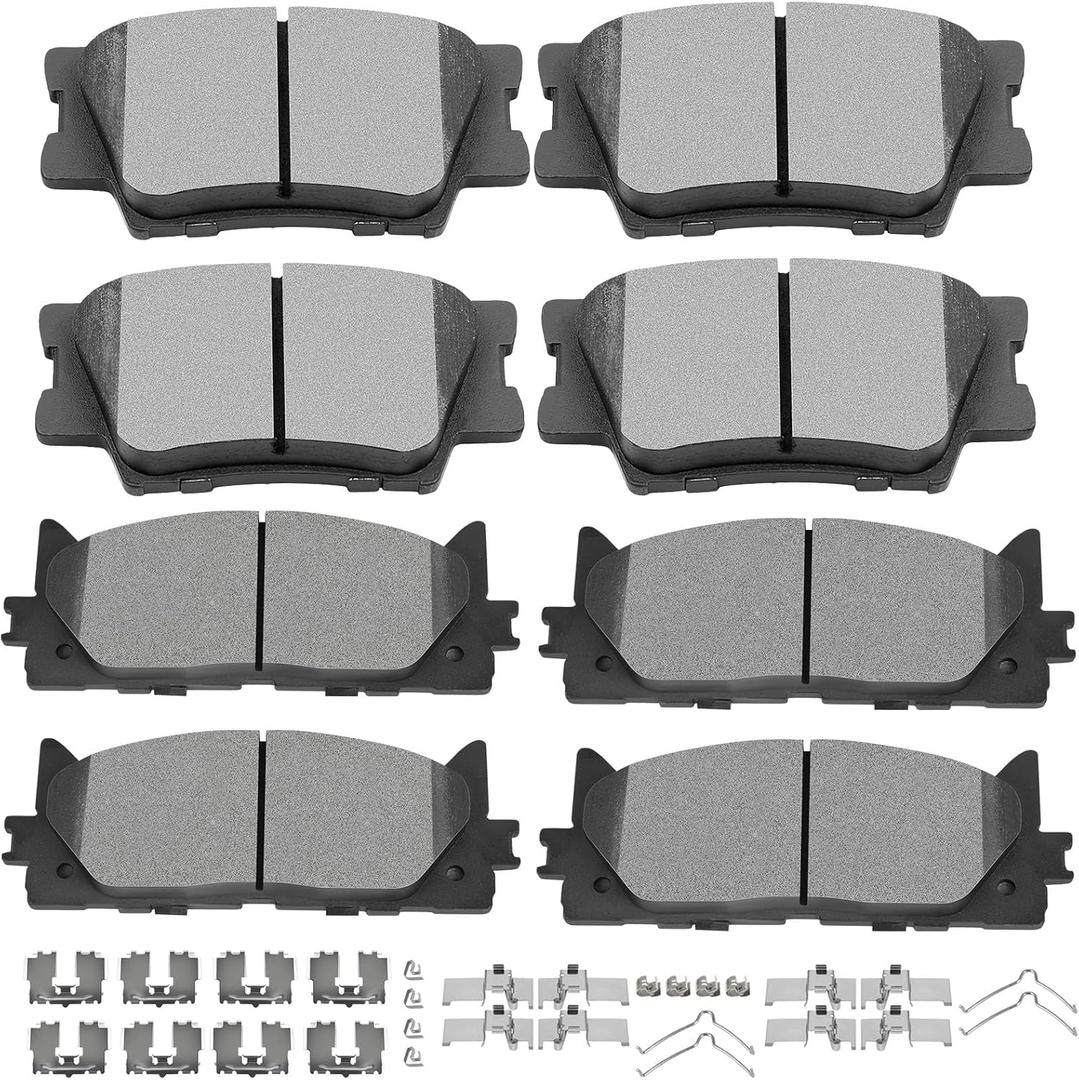 Ceramic Brake Pads Kits,SCITOO 8pcs Brakes Pads Set fit for 2013-2018 for Lexus ES300h,2007-2018 for Lexus ES350,2008-2018 for Toyota Avalon,2007-2017 for Toyota Camry