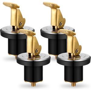 MorningRo 4 Pcs Boat Baitwell Drain Plug Brass Livewell Drain Plug Rubber Snap Lock for Baitwell Livewell Yacht Kayak Marine