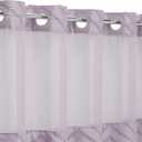 Purple Small Stall Boho Shower Curtain with Snap-in Liner 36 x 74, No Hooks Tufted Chevron Striped Textured Lavender Shower Curtain with See Through Mesh Top Window for Bathroom Decor