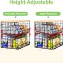 4 Pack Stackable Wire Baskets for Pantry Organizers and Storage, Pantry Baskets with Fixed Wooden Top, Fruit and Vegetable Storage Bins for Organizing Onion Potato Snack for Kitchen Cabinet/Countertop