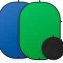 Portable Green Blue Backdrop 5x6.5ft/1.5x2m,2 in 1 Pop Up Collapsible Reversible Background with Carrying Bag for Photography Studio, Video & Live Streaming