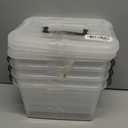 Citylife 4 Packs 6 QT Storage Bins with Lids Clear Plastic Bins with Grey Handle Stackable Storage Containers for Organizing