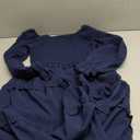 JiAmy Girls Dress Fall Puff Long Sleeve Square Neck Smocked Shirred Tiered Ruffle Flared Party Dresses (9-10 Years, Navy Blue)