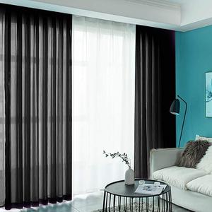 ShinyBeauty Chiffon Backdrop Curtain Black 10FT Fuchsia Sheer Curtains 2 Panels 29x120-Inch Semi-Sheer Rod Pocket Curtains Pink Chiffon Backdrop for Baby Shower Chiffon Fabric Drapes Wedding