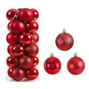 YYCRAFT 34ct Christmas Ball Ornaments 4CM for Xmas Tree Christmas Decorations Shatterproof Hooks Included (Red)