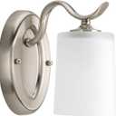 Progress Lighting P2018-09 Inspire Collection Etched Glass Traditional Bath Vanity Light, 1-Light, Brushed Nickel