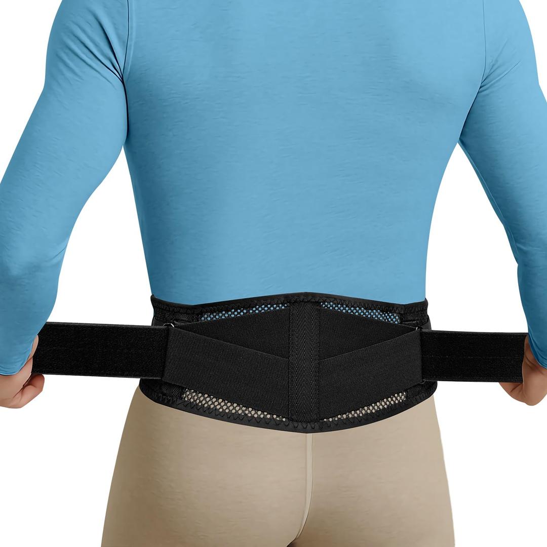 Thin & Lightweight Back Brace for Lower Back Pain Relief Slim, Breathable Back Support Brace for Sciatica, Herniated Disc Adjustable Lumbar Support Belt for Men & Women, All Day Comfort (M (Waist:32''-42''))