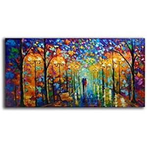 Tyed Art- Contemporary Art Landscape Oil Painting On Canvas Abstract Textured Tree Painting hand-painted acrylic frame wall art modern canvas painting 24x48inch