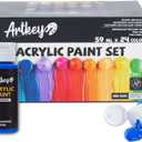 Artkey Acrylic Paint Set, 24 Colors 2 oz/59 ml Acrylic Paint Kit for Professional Artists & Beginners  Craft & Art Supplies for Canvas, Wood, Fabric, Rock, Leather, Ceramic, Glass, Easter Egg