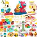 77 Pcs 4 in 1 Playdough Sets for Kids Age 2-4-8, Dough Accessories Tools Kit, Ice Cream, Noodle Cake Hamburger Maker, Kitchen Playdough Toys Girls Boys, Gifts for 3 4 5 6 Year Old Girls Boys
