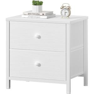 BOLUO White Nightstand for Bedroom,Small Night Stand with 2 Fabric Drawers Bedside Table Dorm Modern