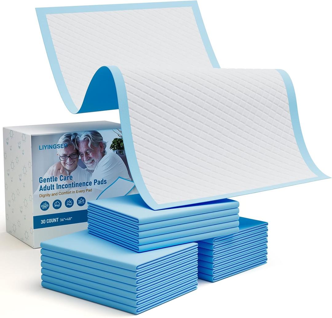 Bed Pads Disposable Adult 36"x48" 30 Count, Extra Large Heavy Duty Incontinence Underpads, Ultra Absorbent & Leakproof Chux Pads, Professional Protective Pee Pads for Seniors, Adults & Pets