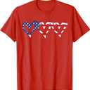 USA Flag Patriotic American Hearts Armed Forces 4th of July T-Shirt Size L