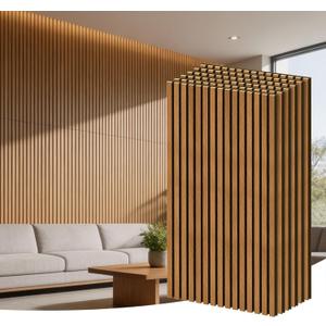 RITOLLO 6-Pack Wood Slat Wall Panels, 46.5 Sq Ft Coverage, Teak