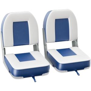 2-Pack 20" High Back Boat Seat with Thickened Sponge Padding and Hinge, Waterproof Boat Captain Chairs, Easy to Store, Ideal for Fishing, Sightseeing, Boating Blue