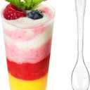 Zezzxu 50 x 3 oz Mini Dessert Cups with Spoons, Shooters, Reusable Round Tall Plastic Shooter Cups for Event Party Parfait Appetizers Dessert Shot Glasses