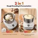 Moongiantgo 5L Dough Maker with Ferment Function, 200W Dough Kneading Machine with 304 Stainless Steel Bowl, Low Noise Operation, Microcomputer Timing, Touch Panel (White)
