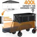 Portal Collapsible Large Double Decker Wagon with Brakes, 660lb Foldable Heavy Duty Utility Wagon Cart, 400L All-Terrain Big Wheels & 54" Extra Long Extender for Sports, Camping & Outdoor Use